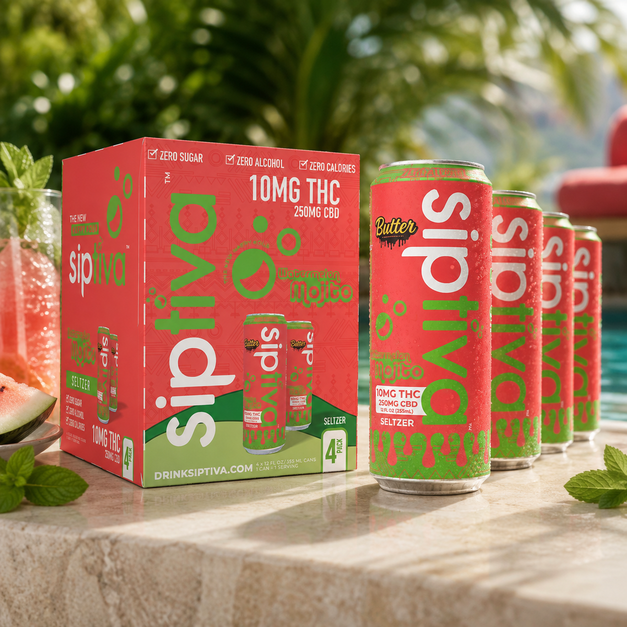 10mg Watermelon Mojito - Sip Squad (4 Cans)